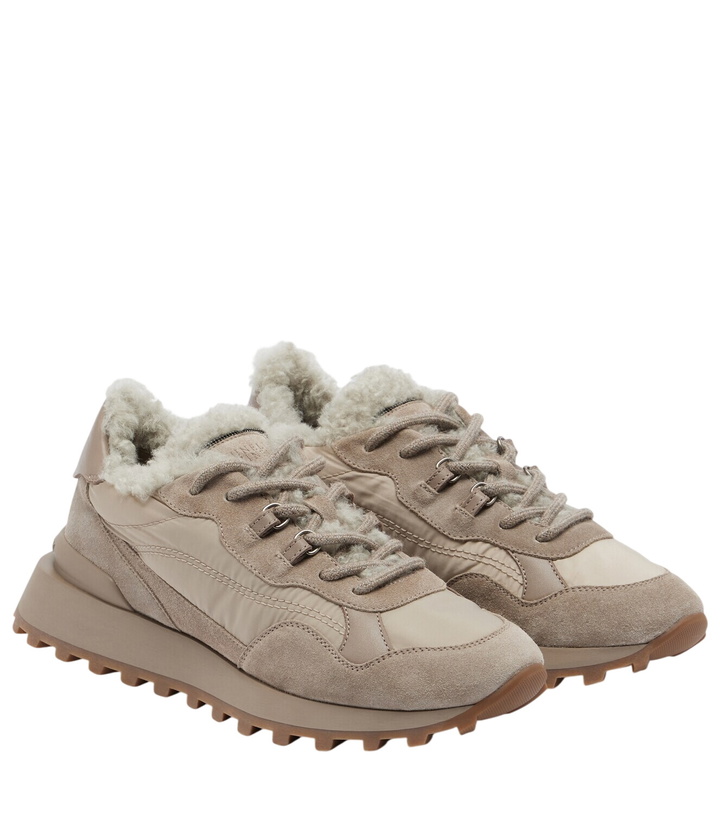 Photo: Brunello Cucinelli Shearling-trimmed sneakers
