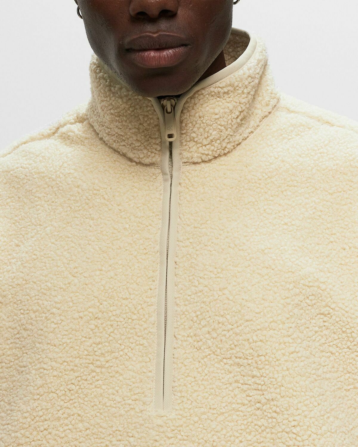 Calvin Klein Jeans Half Zip Sherpa Beige Fleece Jackets/Half Zips