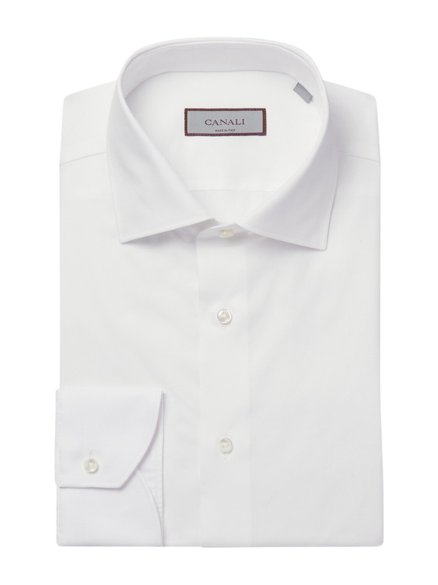 Photo: Canali - Impeccabile Cutaway-Collar Cotton-Poplin Shirt - White