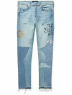 Lost Daze - Cavern Skinny-Fit Panelled Embroidered Printed Jeans - Blue