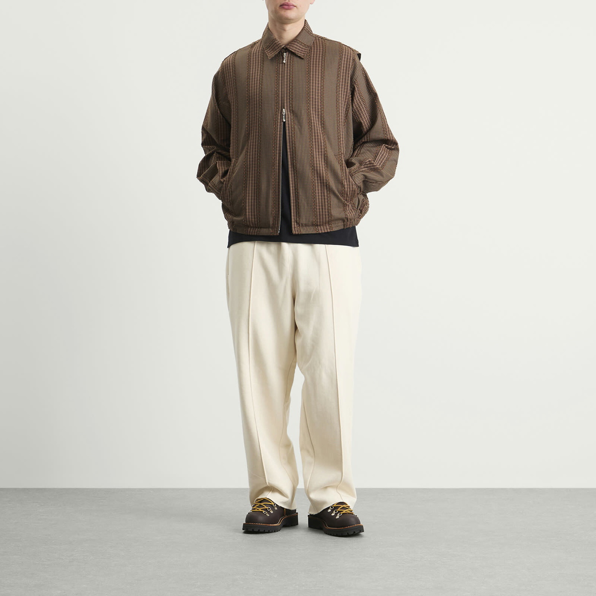 Merely Made Men's Fringe Check Jacket in Brown