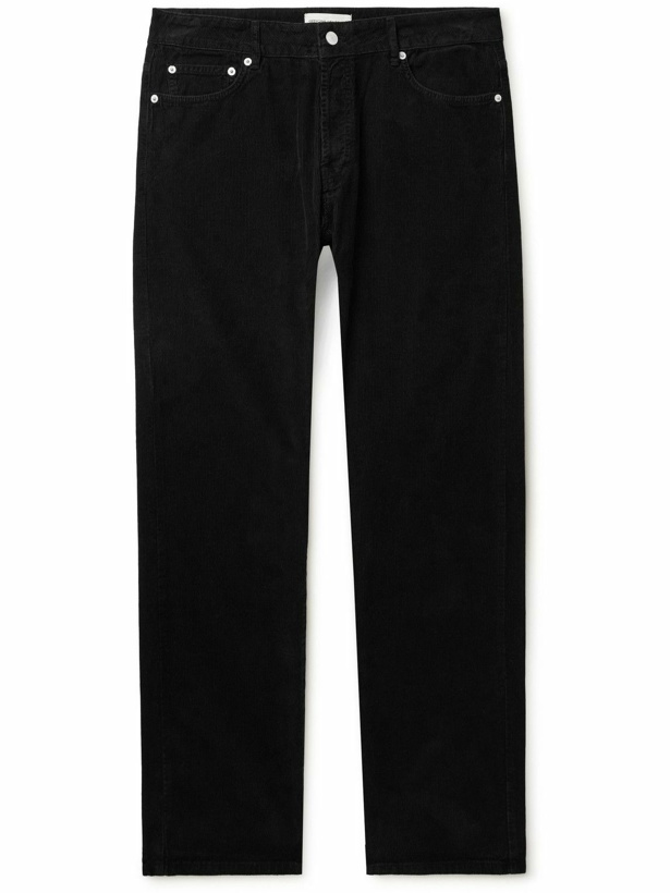 Photo: Officine Générale - James Straight-Leg Garment-Dyed Cotton-Corduroy Trousers - Black