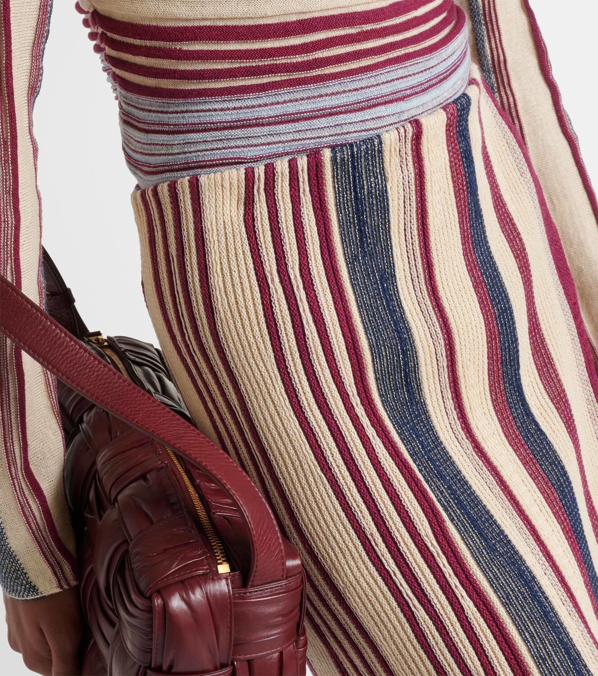 ★SALE★【送料関税無料】BOTTEGA VENETA Linen-And-CottonSkirt Bottega Veneta Striped linen and cotton midi skirt Bottega