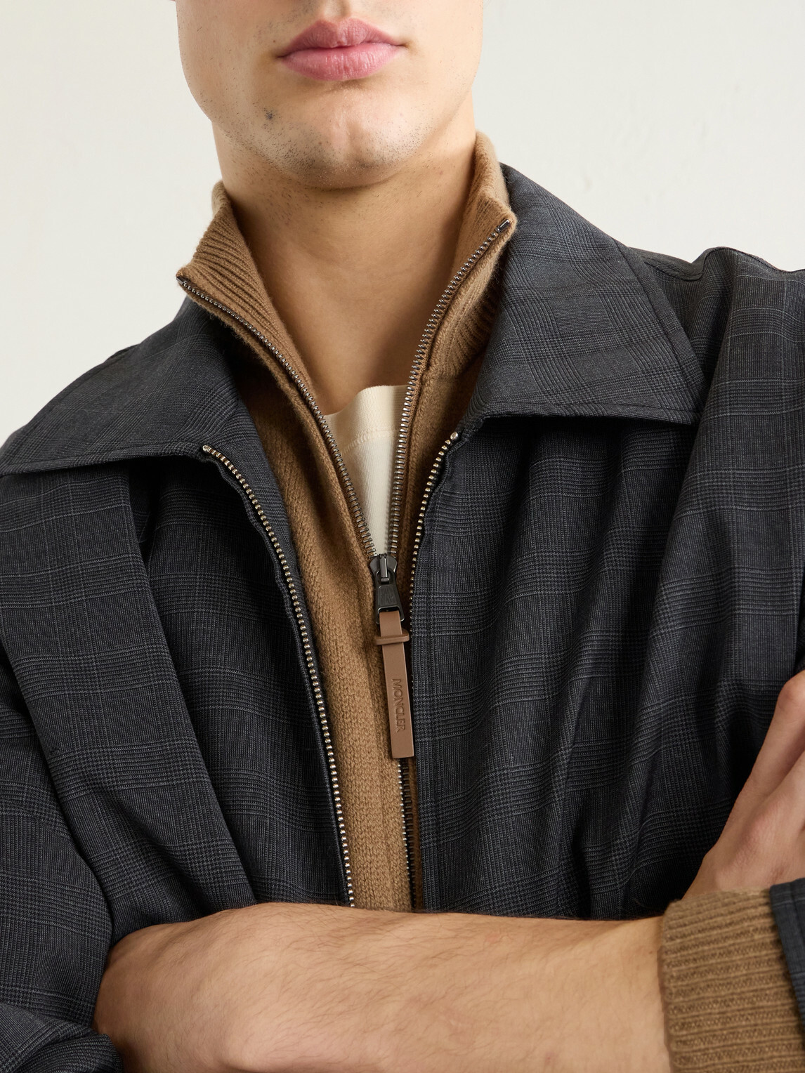 Moncler - Wool and Cashmere-Blend Cardigan - Brown