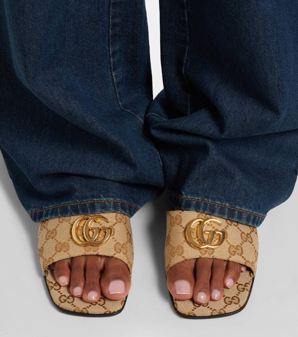 Gucci Double G GG Canvas slides