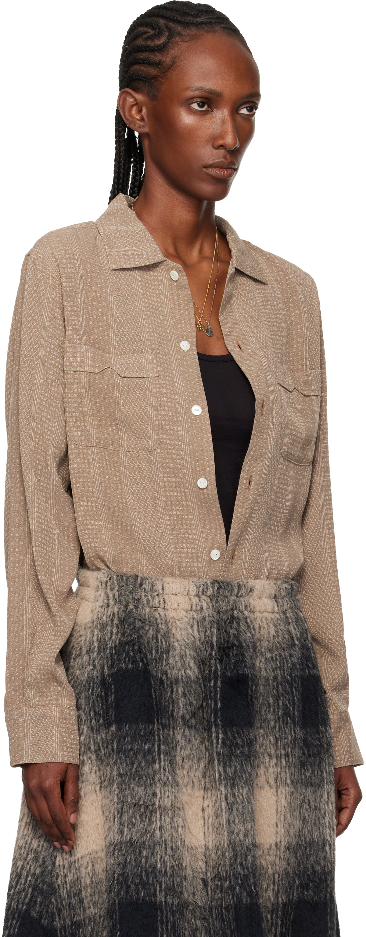 NEEDLES Beige Open Collar Shirt