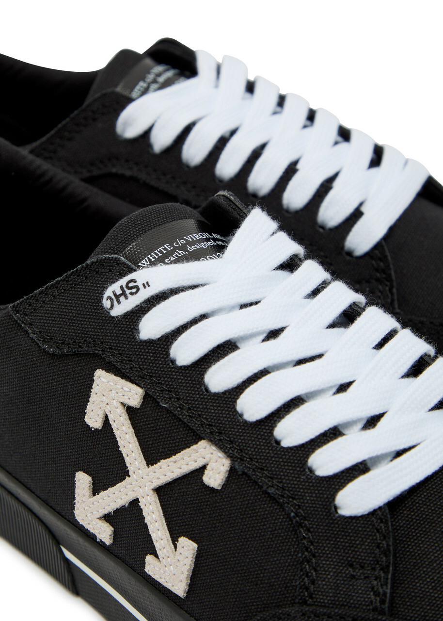 Off-white Vulc Logo-appliquéd Canvas Sneakers Black And White
