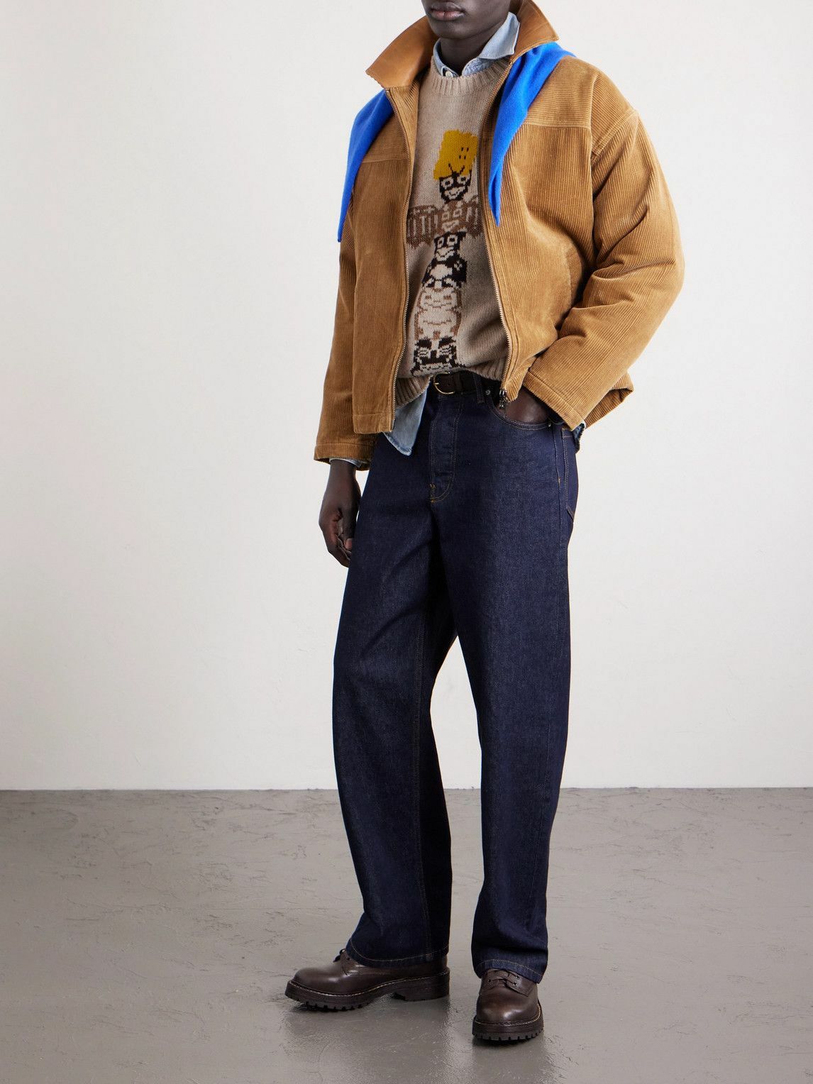 KAPITAL - Peckish Totem Pole Intarsia Wool-Blend Sweater - Neutrals