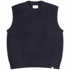 Norse Projects Men's Manfred Wool Cotton Ribbet Vest in Dark Navy