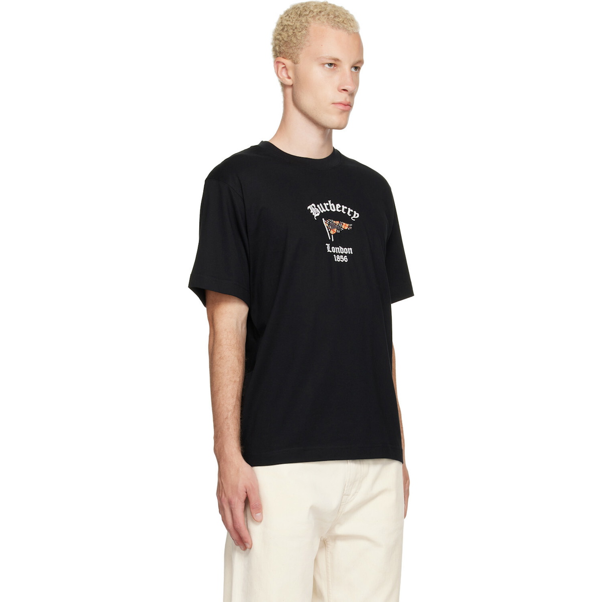 Burberry Black Check Flag Cotton T-shirt