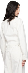 ALAINPAUL White Molded Shoulder Denim Jacket