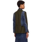 Sacai Khaki and Blue Wool Denim Combo Jacket