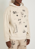 Duke And Dexter Sketch Printed Cotton Sweatshirt Off White