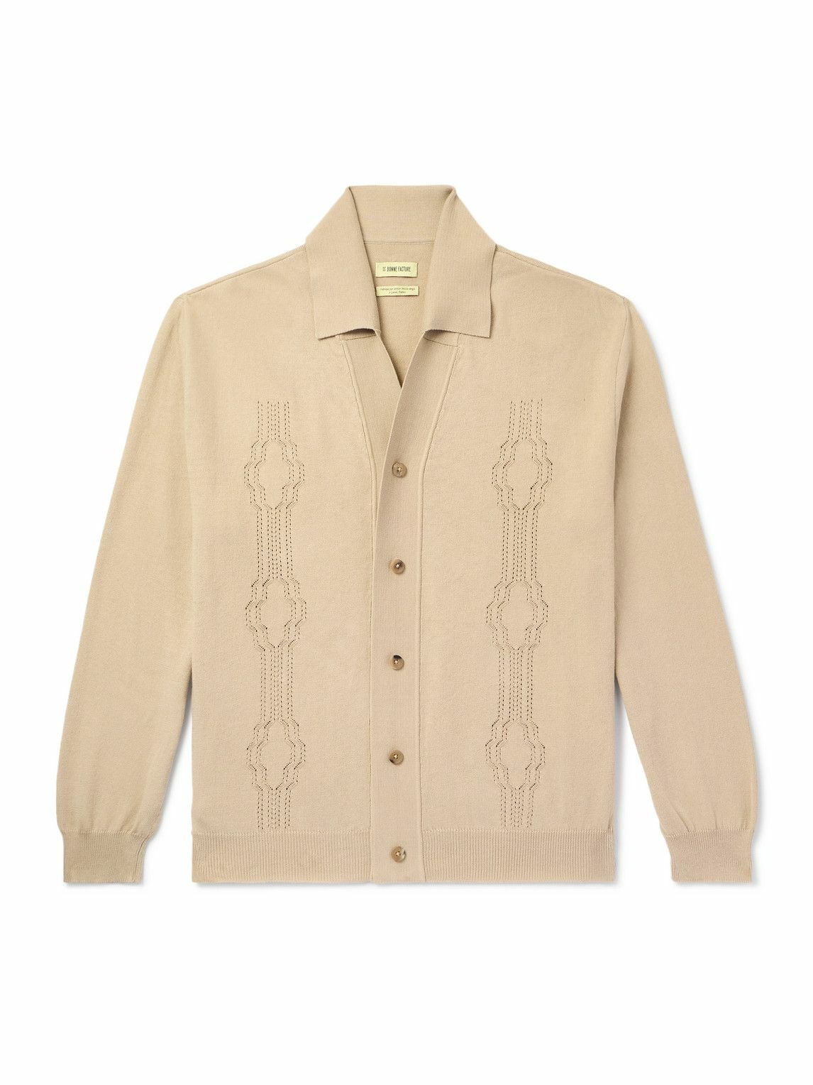De Bonne Facture - Pointelle-Knit Cotton Cardigan - Neutrals