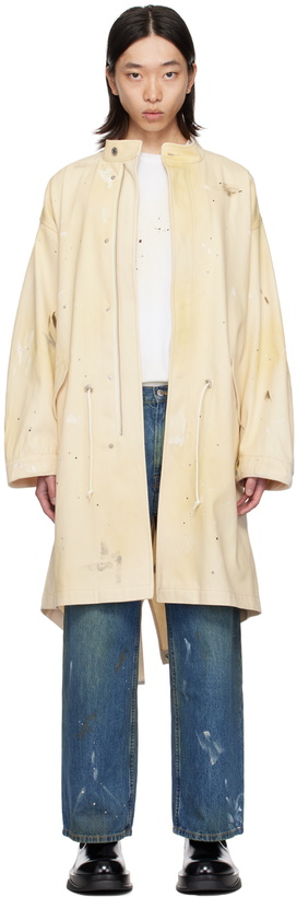 Photo: Helmut Lang Off-White Painted Denim Coat