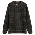 Kestin Men's Junction Knitted Fairisle Sweatshirt in Peat/Black