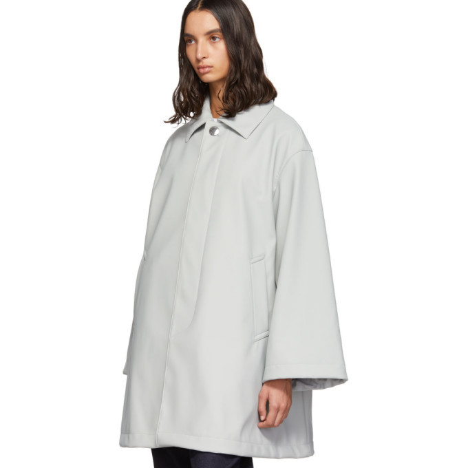 Fumito Ganryu Grey Trapeze Soutien Collar Coat