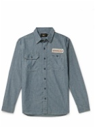 RRL - Embroidered Cotton and Hemp-Blend Chambray Shirt - Blue