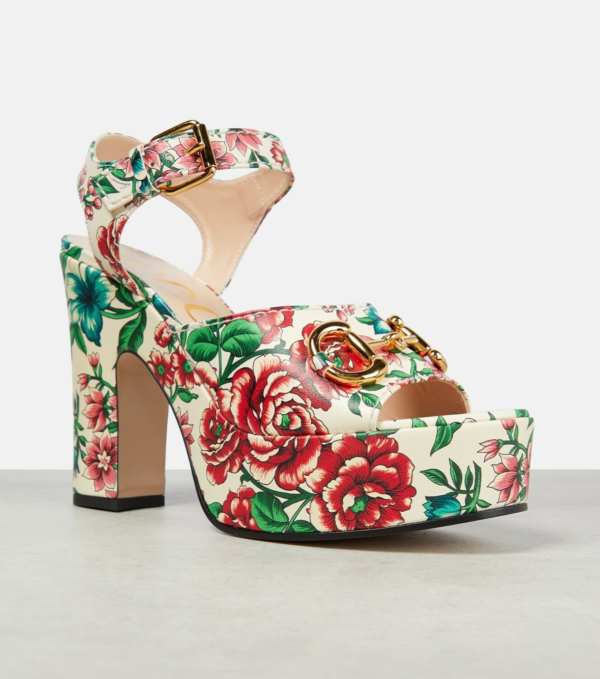 Gucci Horsebit Flora leather platform sandals Gucci