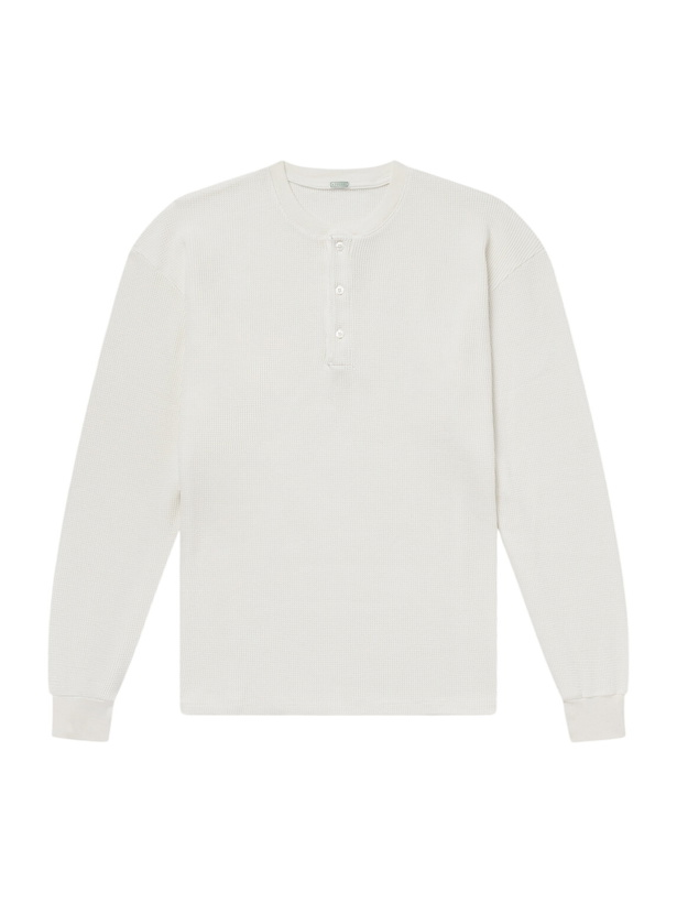 Photo: A.PRESSE - Waffle-Knit Cotton and Cashmere-Blend Henley T-Shirt - White