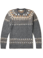 Altea - Fair Isle Brushed Jacquard-Knit Sweater - Gray