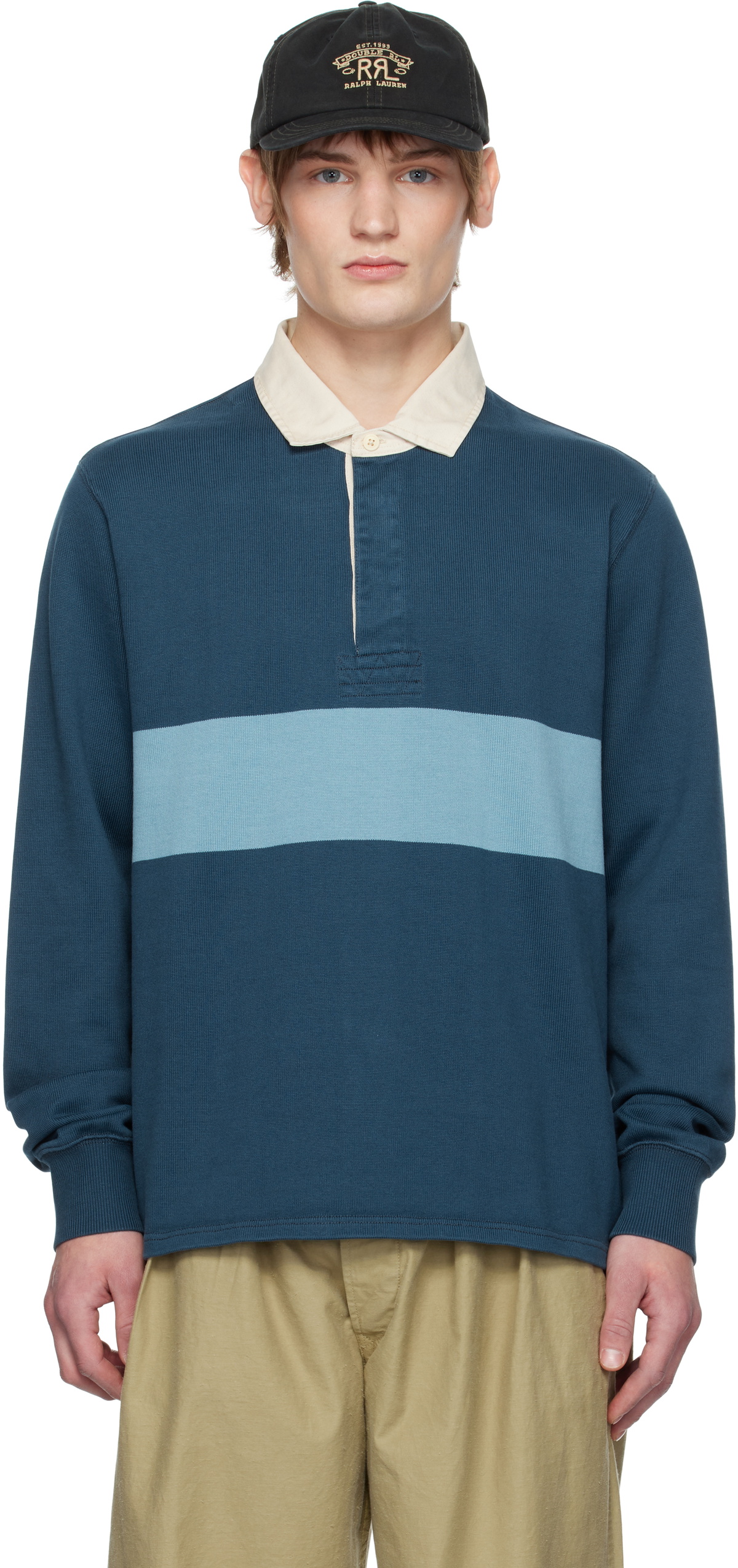 RRL Navy Oversize Striped Jersey Rugby Polo RRL