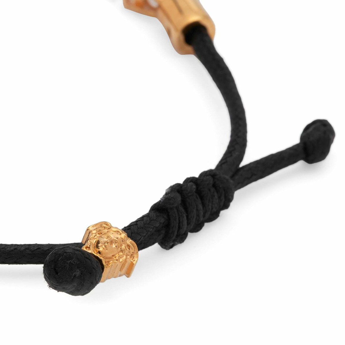 Versace Women's Waxed Cotton Bracelet in Versace Gold/Crystal Black