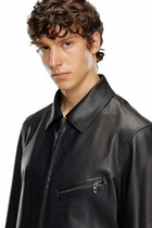 Diesel Leather jacket with embossed Oval D - Leather jackets Mens in Black