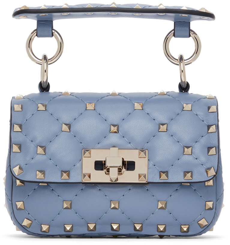 Valentino Garavani Rockstud Spike Micro Leather Crossbody Bag in Blue -  Valentino Garavani