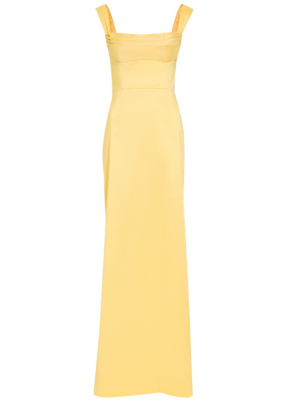 Photo: Rebecca Vallance Mandy Pleated Slubbed-poplin Maxi Dress Yellow
