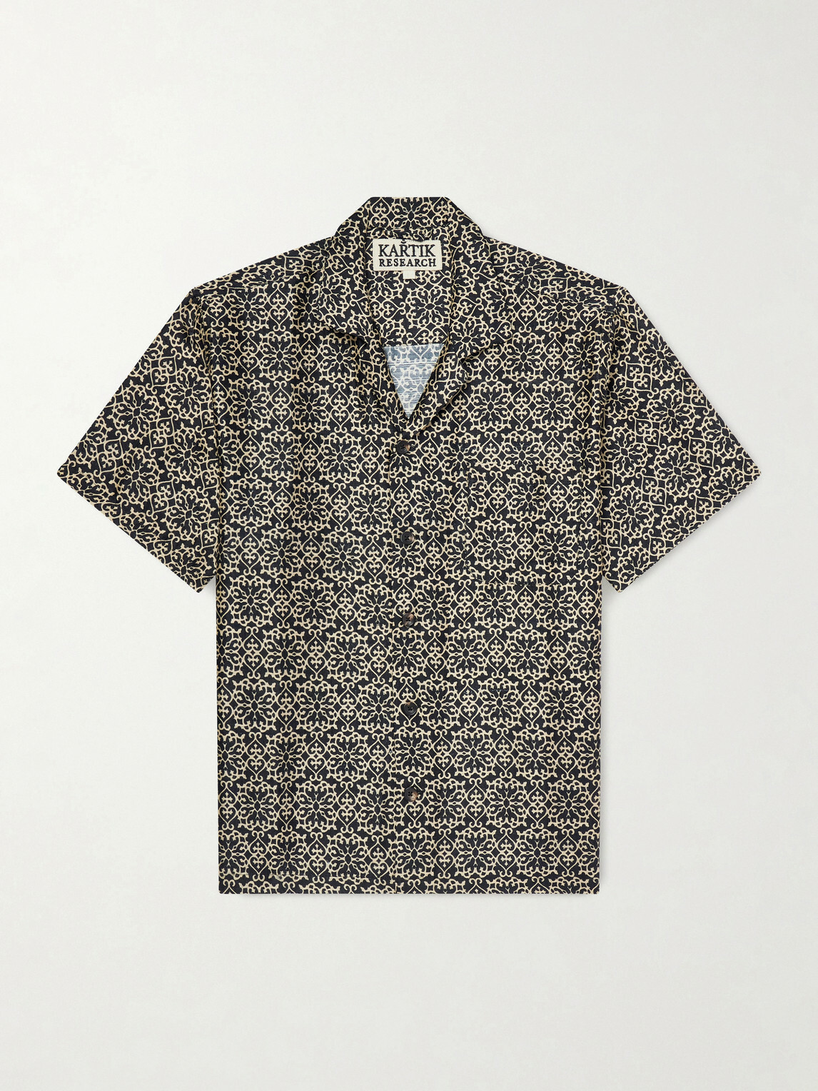 Kartik Research - Camp-Collar Printed Silk Shirt - Black
