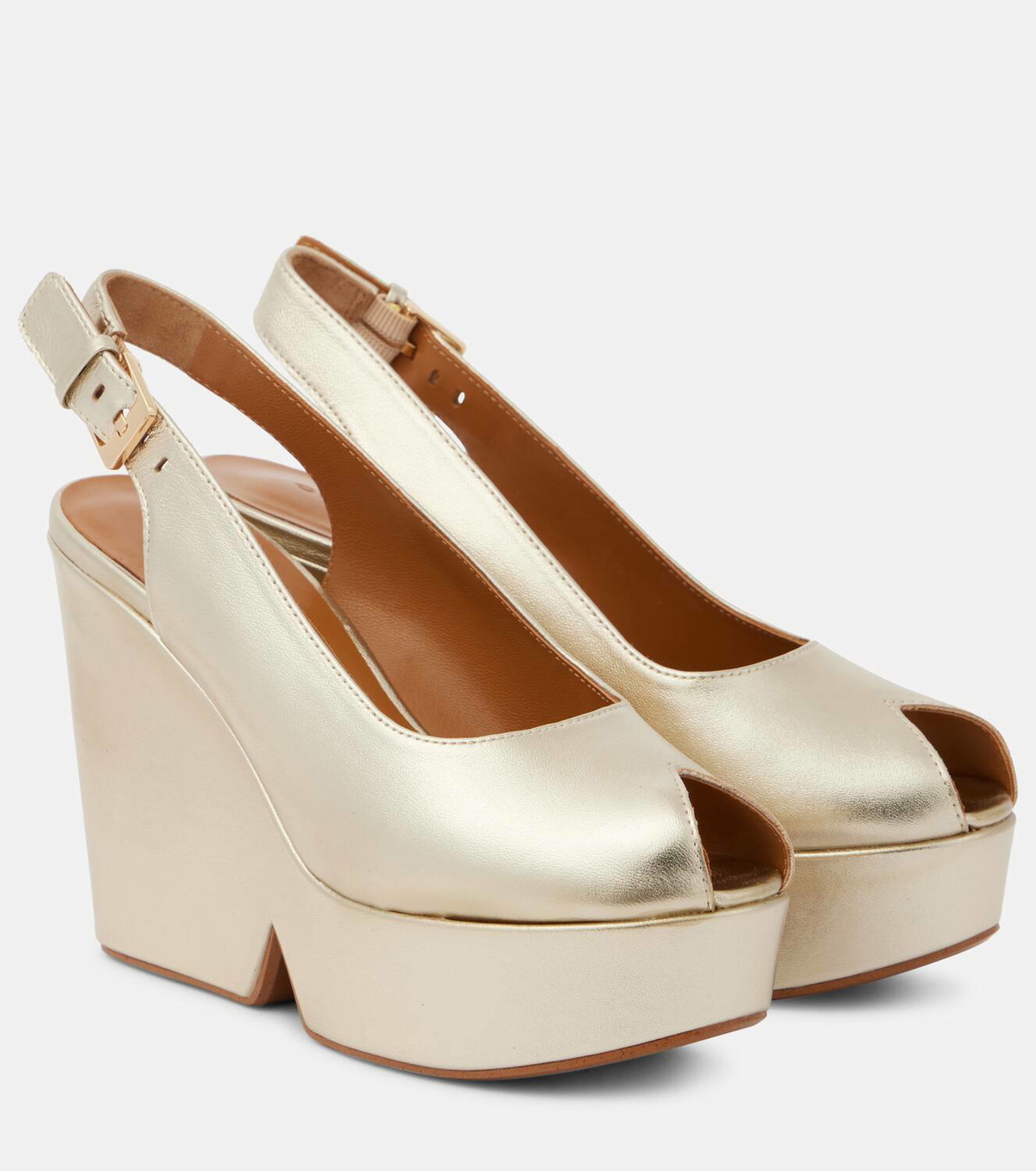 Clergerie Dylan metallic leather wedge sandals Clergerie