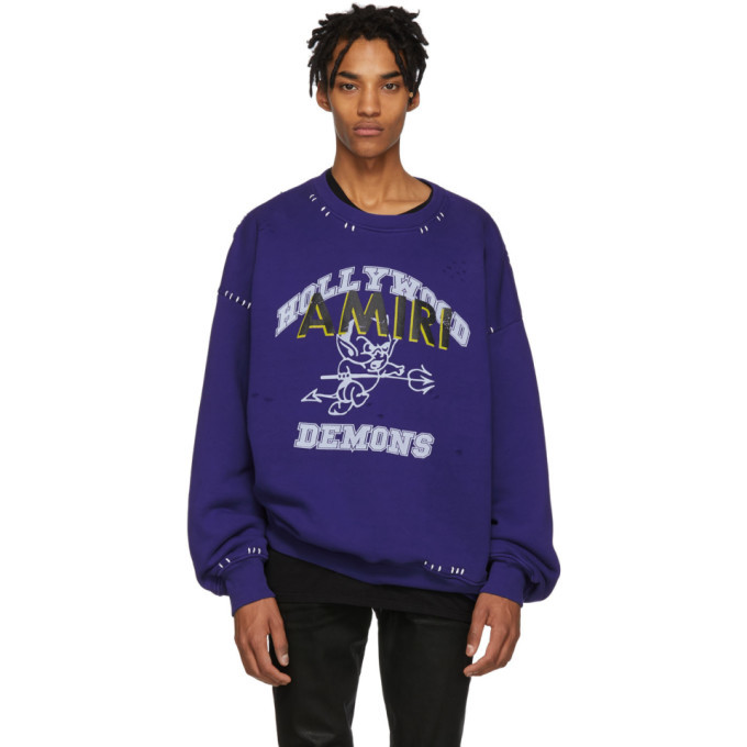 Amiri Blue Oversized Team Logo Sweatshirt Amiri