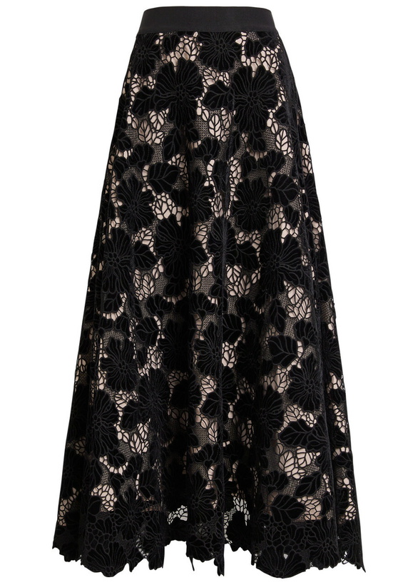 Photo: Alice + Olivia Lorena Cutwork Lace Maxi Skirt Black