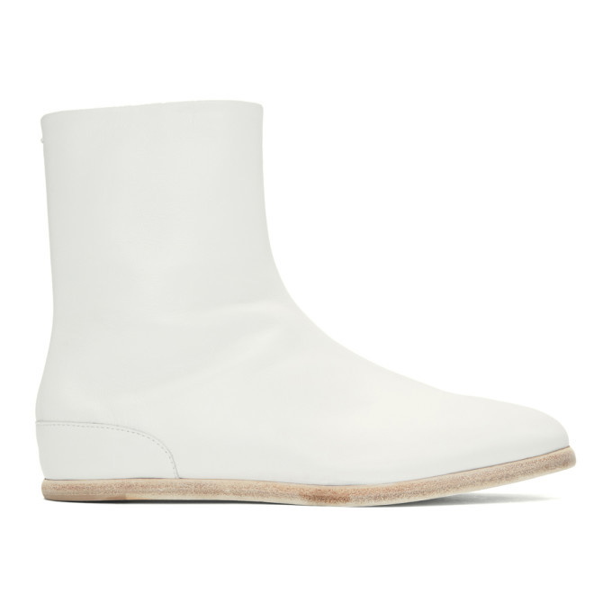 Photo: Maison Margiela White Flat Tabi Boots