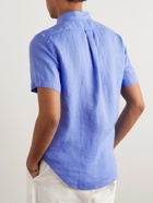 Polo Ralph Lauren - Button-Down Collar Logo-Embroidered Linen Shirt - Blue