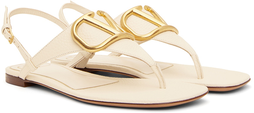 Valentino Garavani VLogo Signature flat leather sandals - White