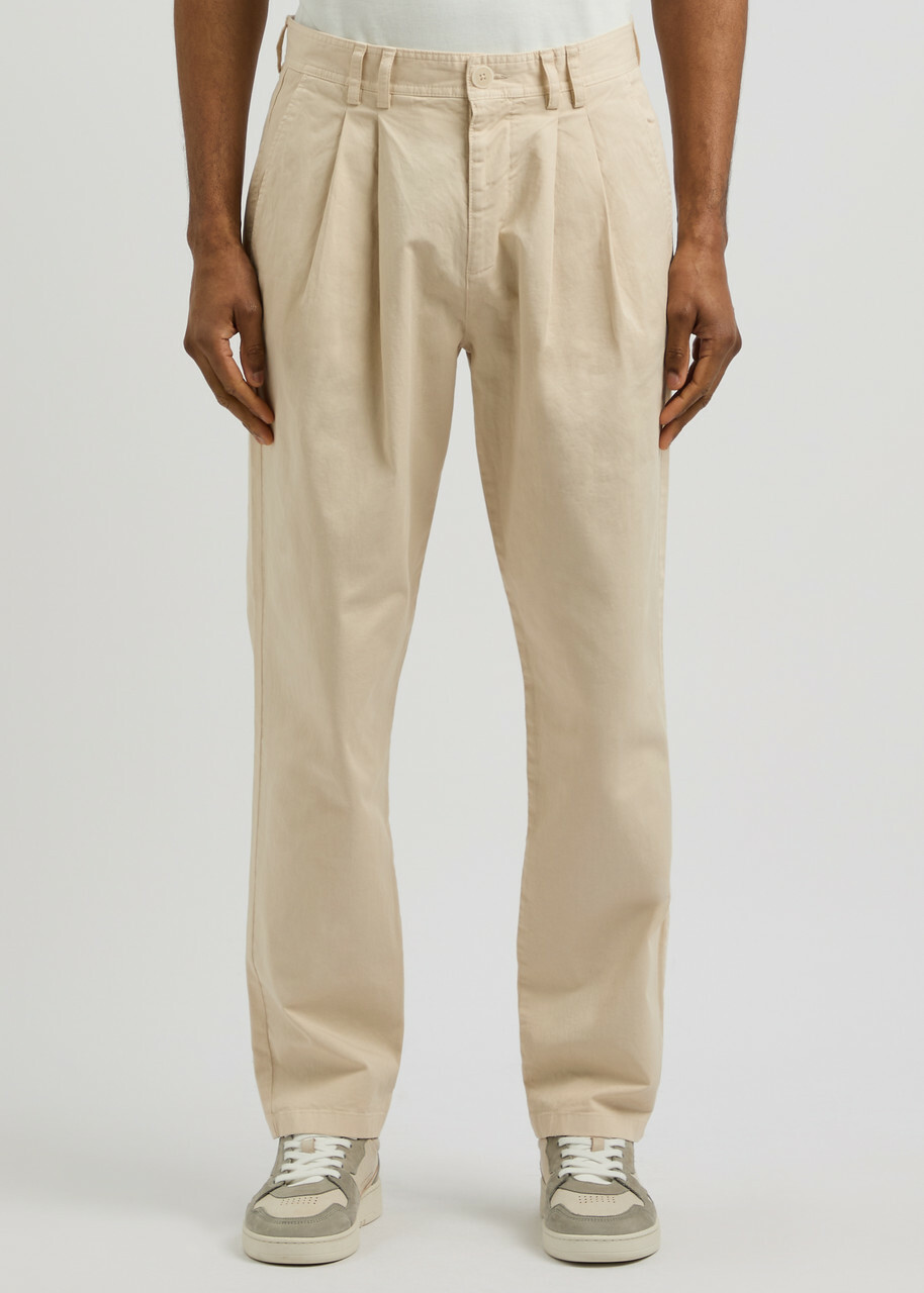 Wax London Raleigh Tapered-leg Stretch-cotton Chinos Cream