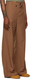 Marni Brown Technical Wool Buttoned Flap Trousers