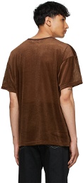 Sasquatchfabrix. Brown Velour Mesh Big T-Shirt