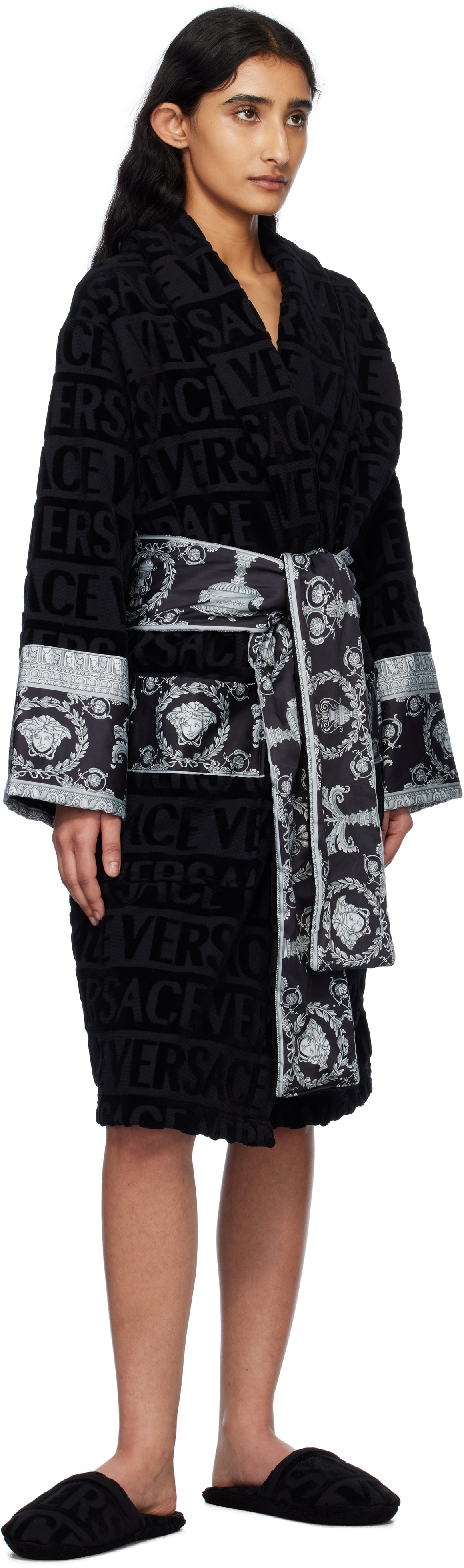 Versace Underwear Black 'I Heart Baroque' Bathrobe