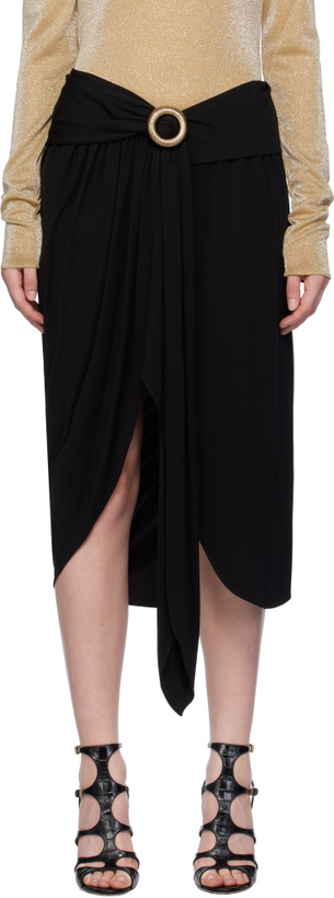 Photo: Lanvin Black Mélodie Wrap Midi Skirt