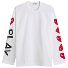 Comme des Garçons Play Red Heart Long Sleeve T-Shirt in White