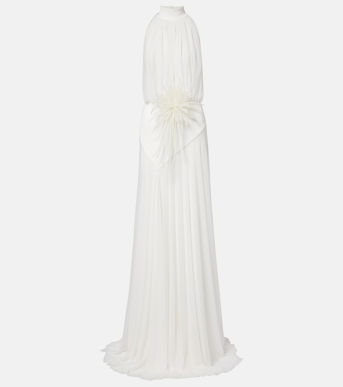 David Koma Draped floral-appliqué gown