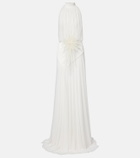David Koma Draped floral-appliqué gown