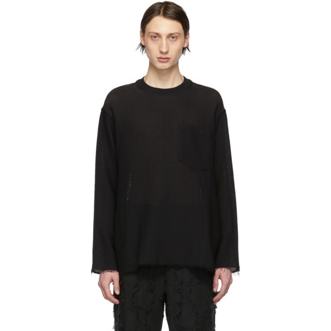 Photo: Song for the Mute Black Cropped Raw Sweater
