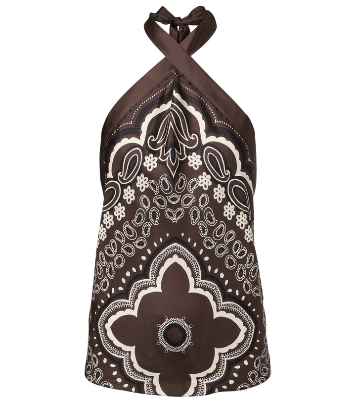 Photo: Nili Lotan Solal printed halterneck silk top
