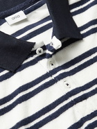 ONIA - Zach Striped Cotton-Blend Terry Polo Shirt - Blue