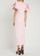 Rotate Sunday Puffy Floral-jacquard Midi Dress Pink