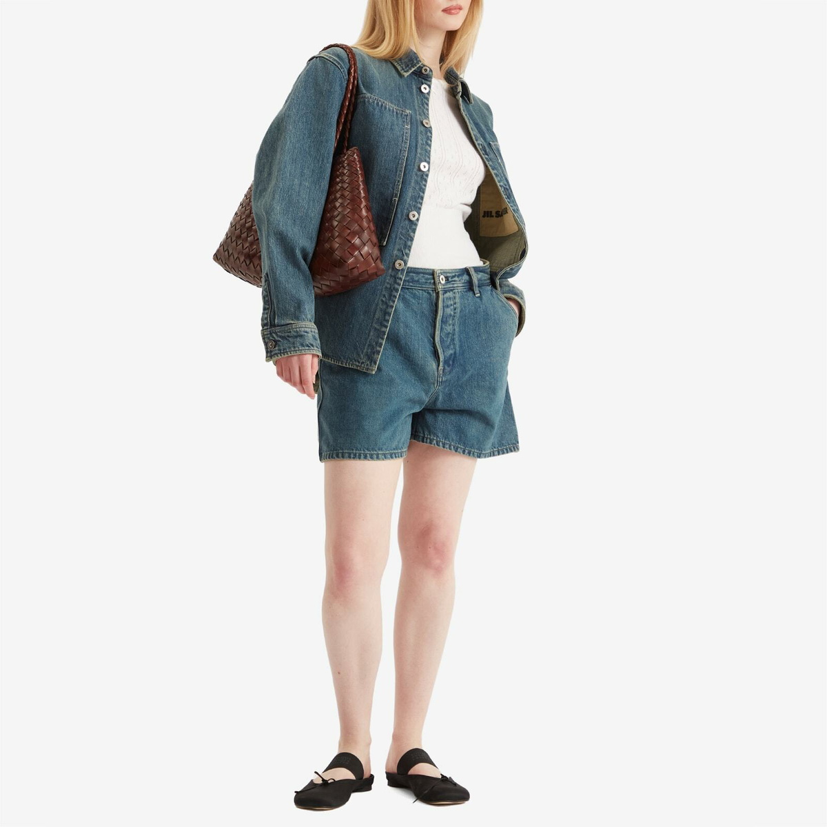 Jil Sander+ Women's Oversized Denim Long Sleeve Shirt in Blue